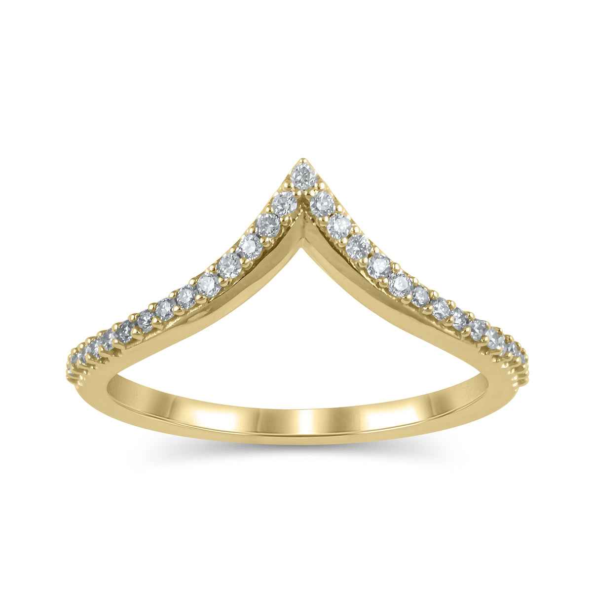 1/6 ct. tw. Diamond Chevron Wedding Band in 14K Yellow Gold (2)