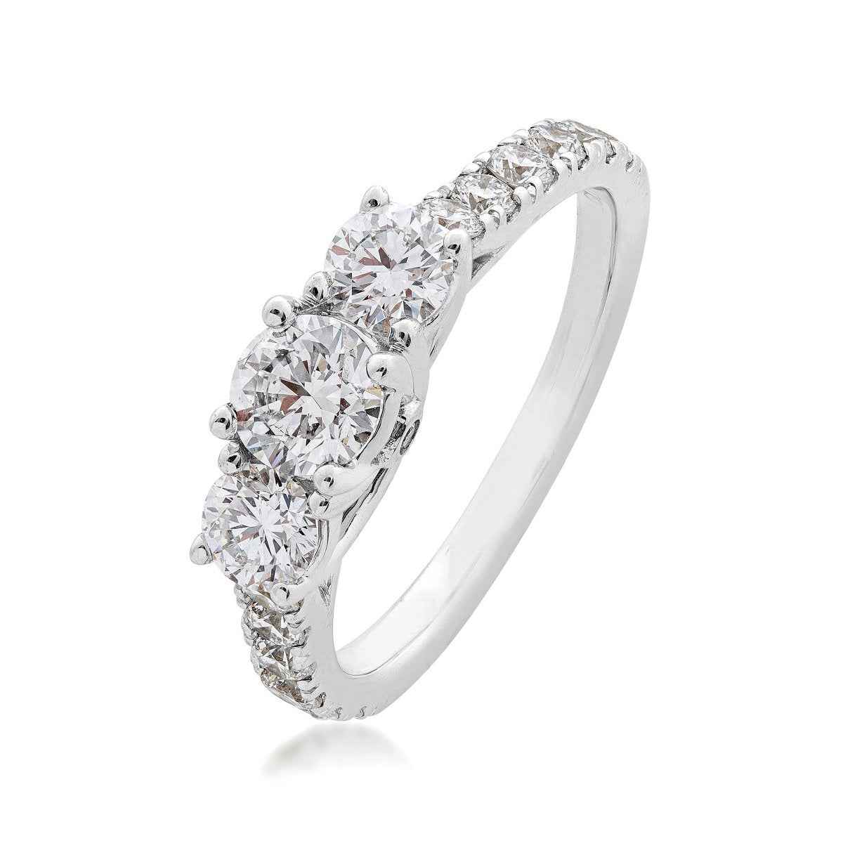 Adamante 1-1/2 ct. tw. Lab-Grown Round Brilliant 3-Stone Diamond Engagement Ring in 14K White Gold front view