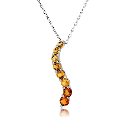 Journey Collection Citrine 8 Stone Fashion Pendant in Sterling Silver PF