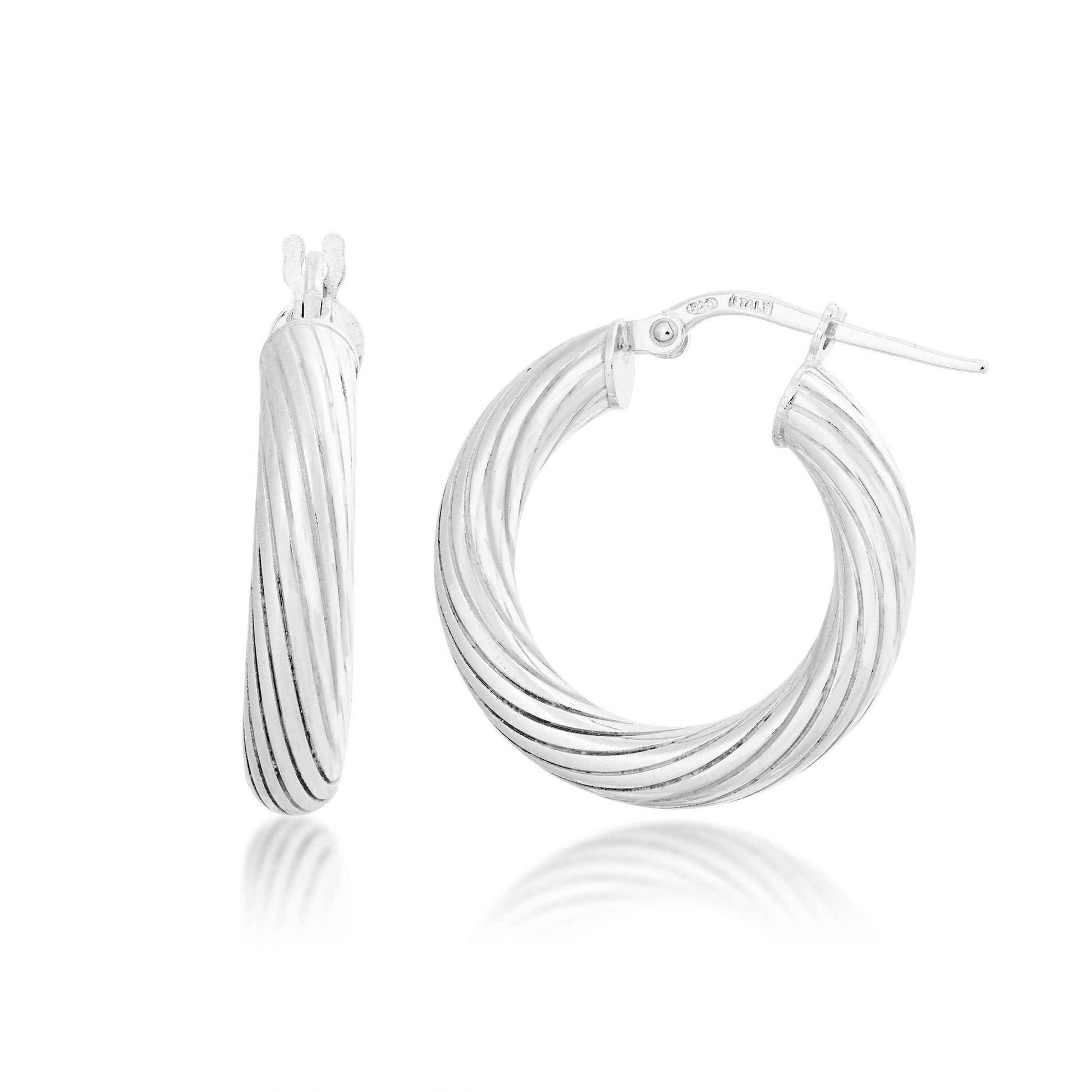 4 x 15mm Round Hoop Earrings in Sterling Silver