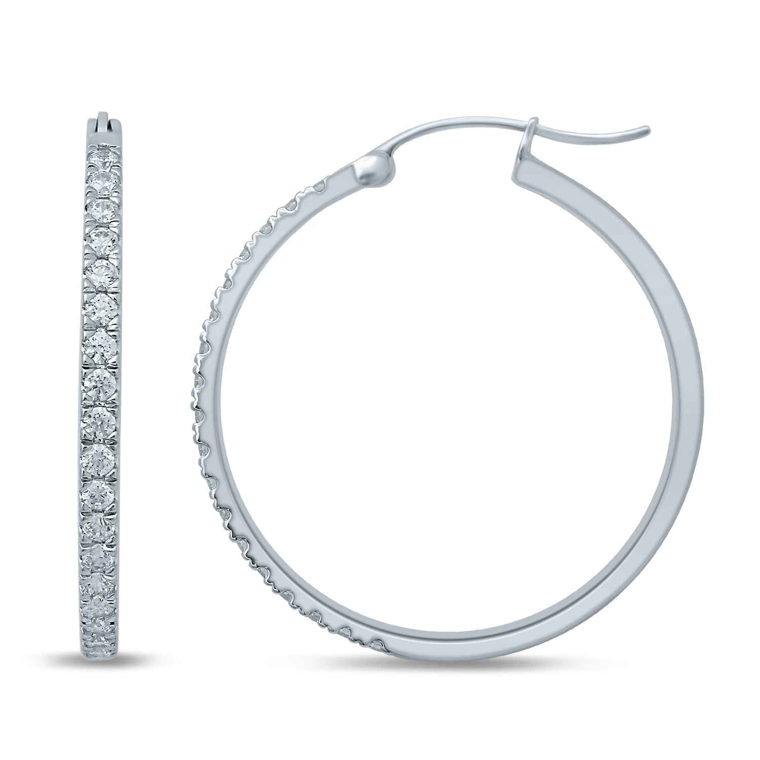 3/4 ct. tw. Diamond Hoop Earrings in 10K White Gold