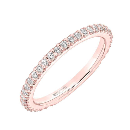 Artcarved Classic 3/8 ct. tw. Split Shank Round Diamond Semi-Mount Wedding Band in 14K Pnk Gold front view