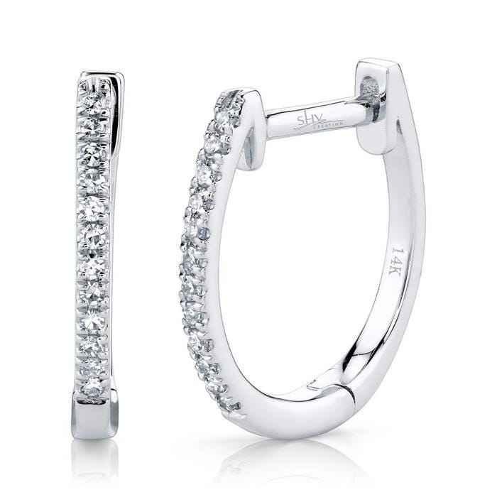 Shy Creation 1/12 ct. tw. Hoop Earrings in 14K White Gold