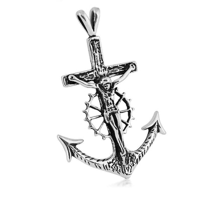 Sterling Silver Antiqued Mariner Crucifix Pendant Charm