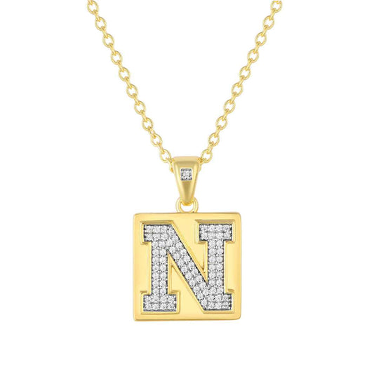 Collegiate Collection 1/3 CTW Diamond Nebraska Pendant in 14K Yellow Gold Plated Sterling Silver