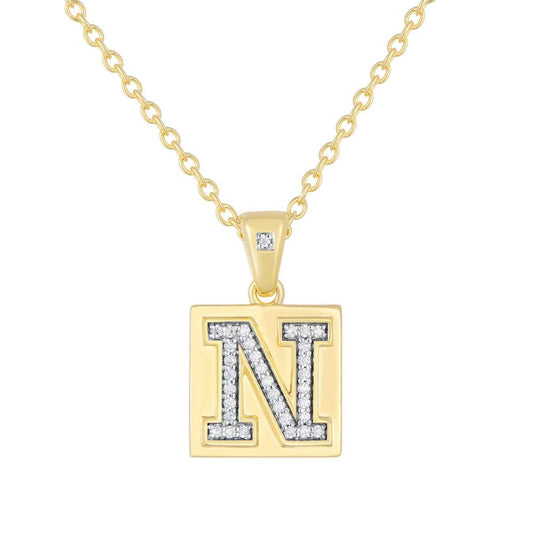 Collegiate Collection 1/6 CTW Diamond Nebraska Pendant in 14K Yellow Gold Plated Sterling Silver