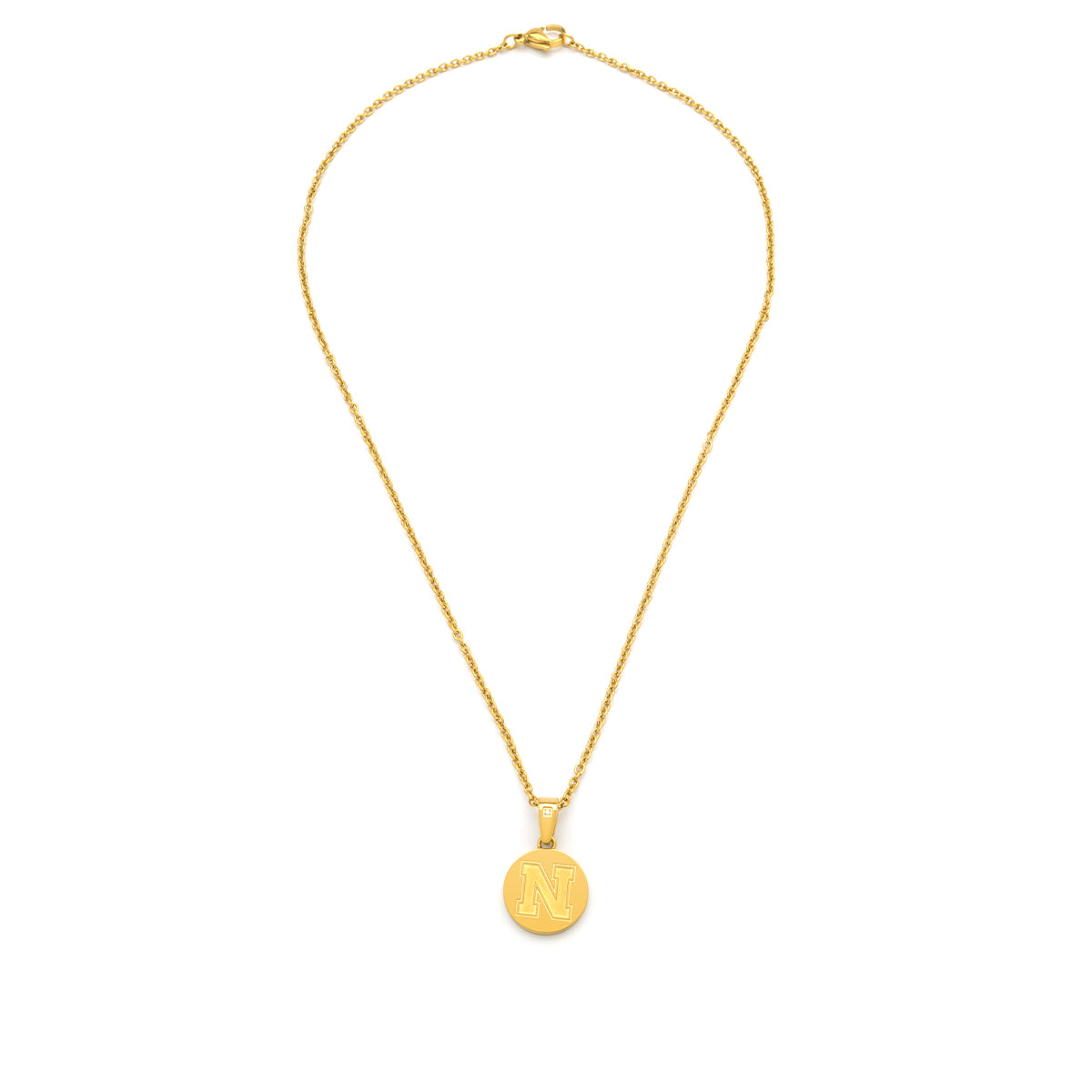 gold diamond accent Nebraska disc pendant alt