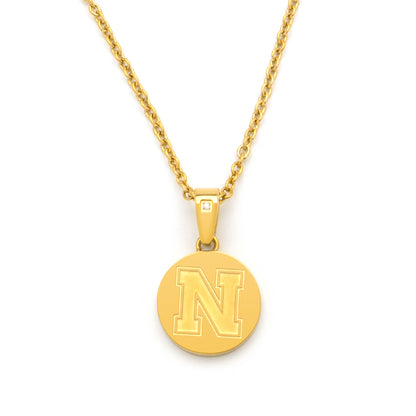 gold diamond accent Nebraska disc pendant