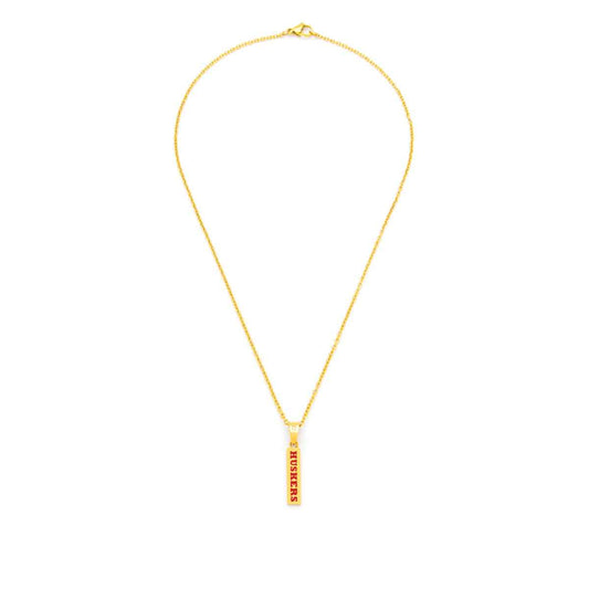 Collegiate Collection Diamond Accent Red Nebraska Pendant in Gold-Tone Ion Plated Stainless Steel