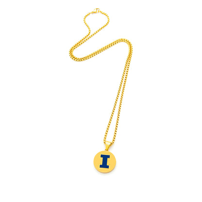 gold coin blue I Illinois pendant alt