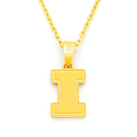 Collegiate Collection Illinois Pendant in Gold-Tone Ion Plated Stainless Steel
