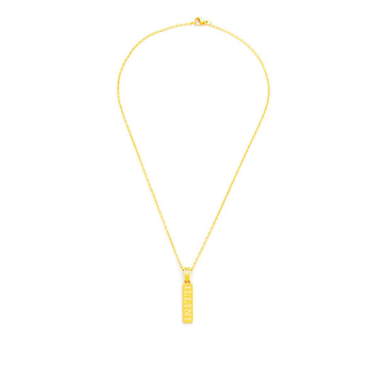 Collegiate Collection Diamond Accent Illinois Vertical Bar Pendant in Gold-Tone Ion Plated Stainless Steel