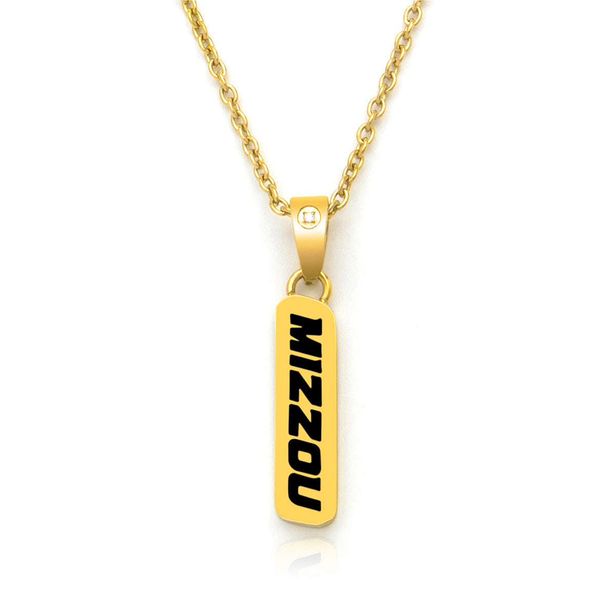 diamond accent vertical bar Mizzou gold pendant