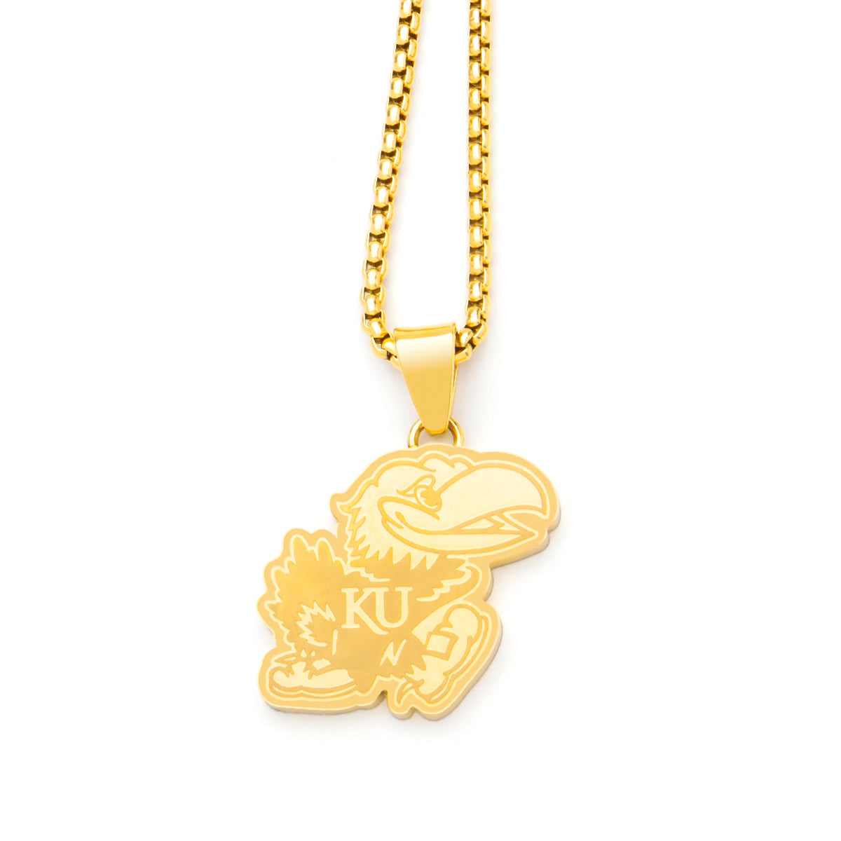 KU mascot gold pendant