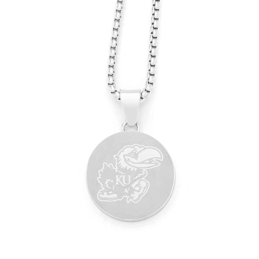 Collegiate Collection Men's Kansas Disc Pendant in Stainless Steel
