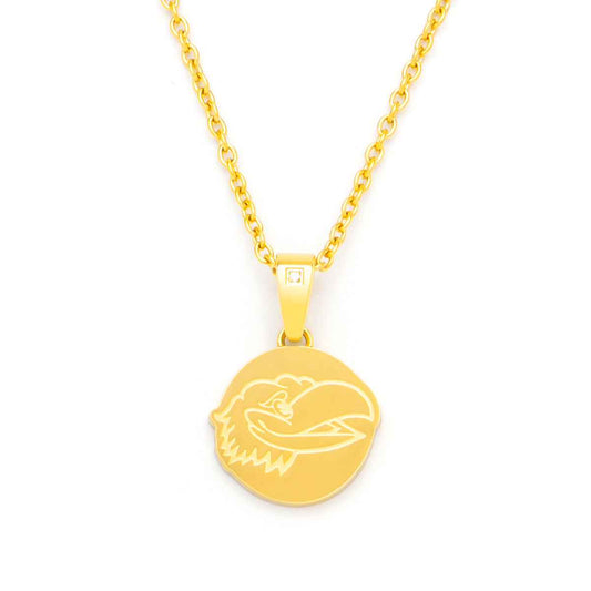 Collegiate Collection Cubic Zirconia Accent Kansas Pendant in Gold-Tone Ion Plated Stainless Steel