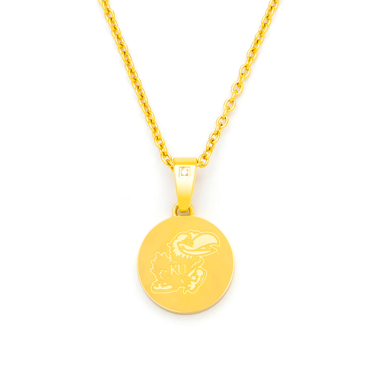 gold Kansas mascot diamond accent pendant