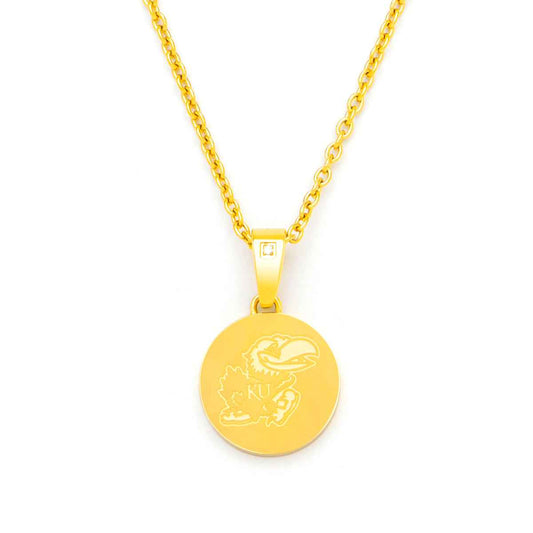 Collegiate Collection Diamond Accent Kansas Pendant in Gold-Tone Ion Plated Stainless Steel
