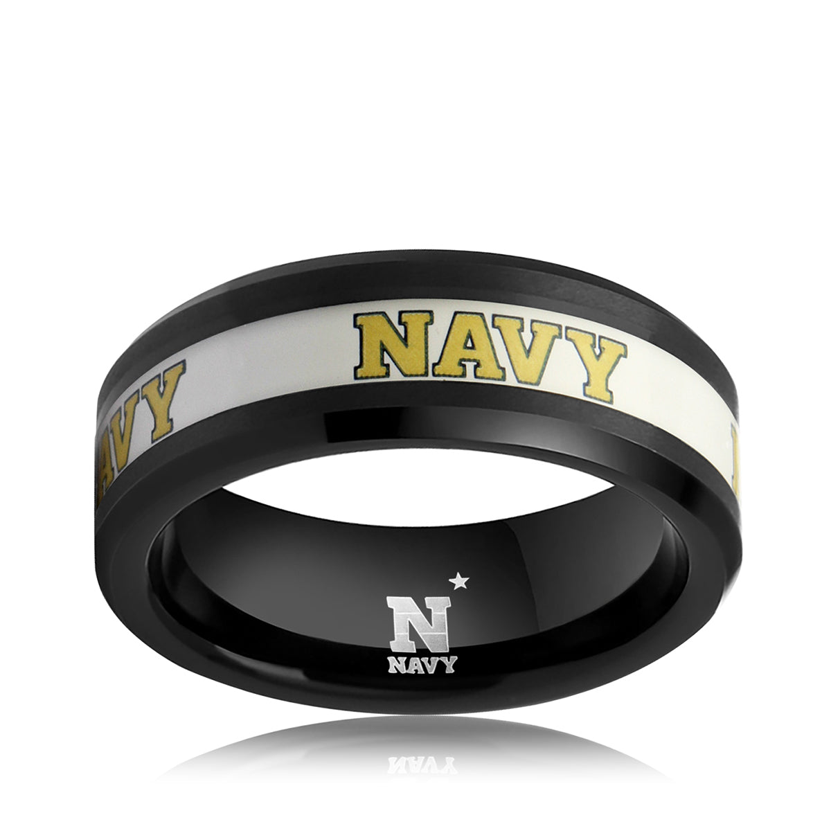 white and yellow navy ring