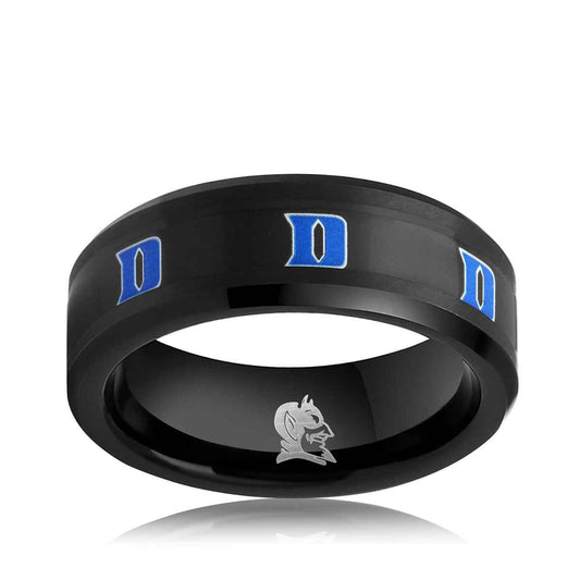 Collegiate Collection Men's 8mm Duke Blue Devils Ring in Black Tungsten