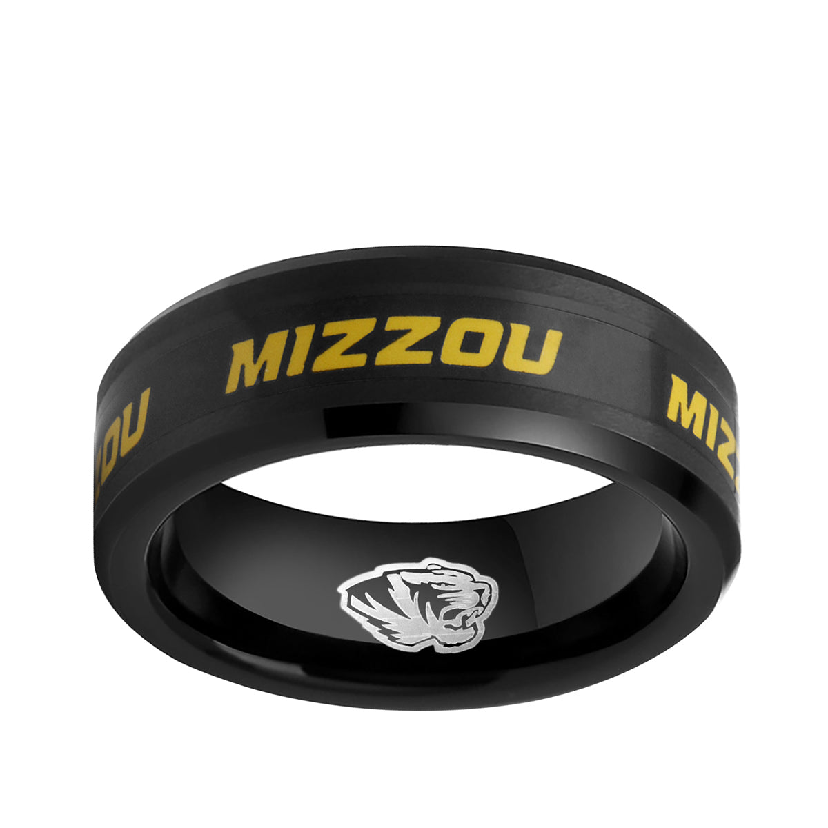 black and yellow Missouri tigers ring