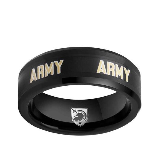 Collegiate Collection Men's 8mm US Army Academy Army Ring in Black Tungsten