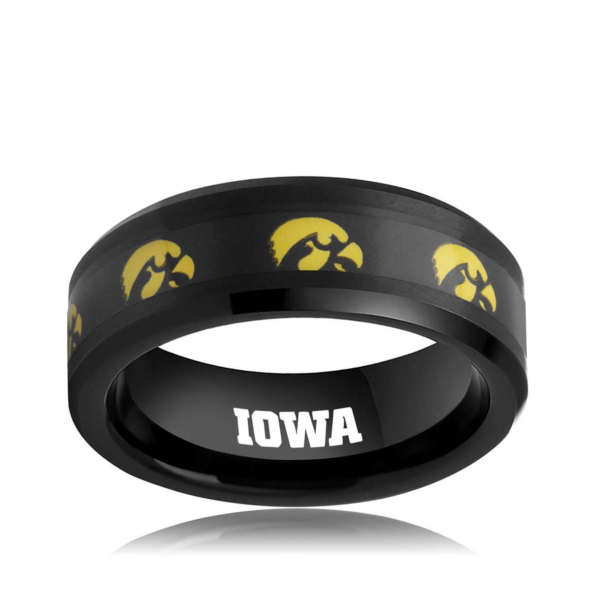 black and yellow Iowa hawkeyes ring