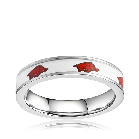 Collegiate Collection 4.5mm Arkansas Razorbacks Ring in Stainless Steel