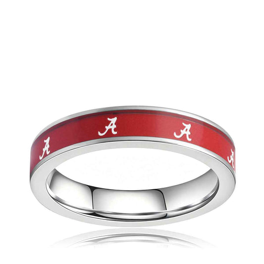 Collegiate Collection 4.5mm Alabama Crimson Tide Ring in Stainless Steel