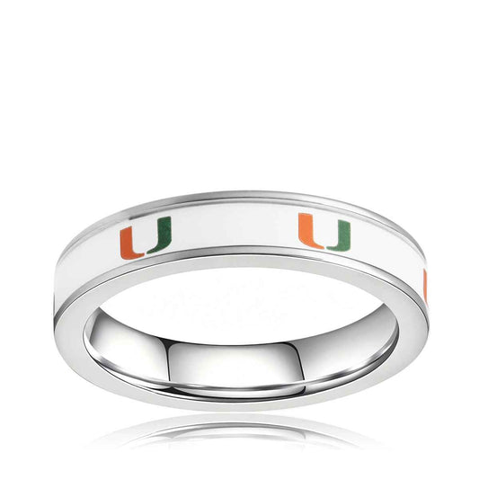 Collegiate Collection 4.5mm Miami Hurricanes Ring in Stainless Steel