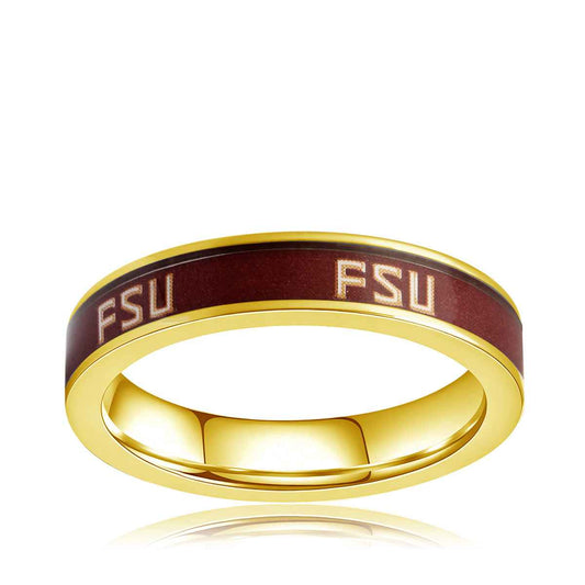 Collegiate Collection 4.5mm Florida State Seminoles Ring in Gold-Tone Ion Plated Stainless Steel