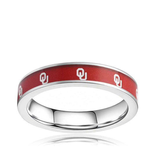 Collegiate Collection 4.5mm Oklahoma University Sooners Ring in Stainless Steel