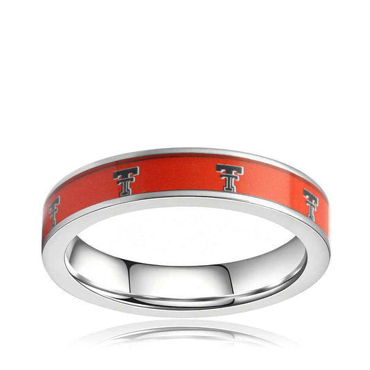 Collegiate Collection 4.5mm Texas Tech Red Raiders Ring in Stainless Steel
