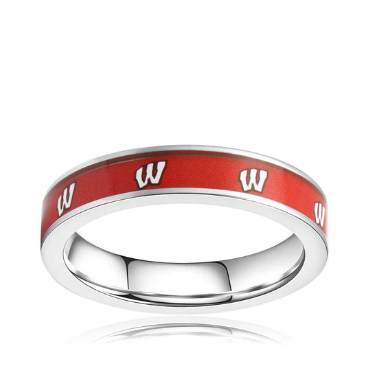 Collegiate Collection 4.5mm Wisconsin Badgers Ring in Stainless Steel
