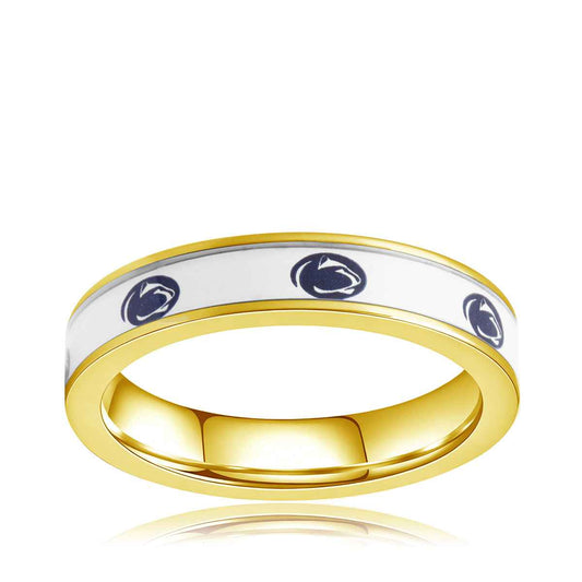 Collegiate Collection 4.5mm The Pennsylvania State University Penn State Ring in Gold-Tone Ion Plated Stainless Steel