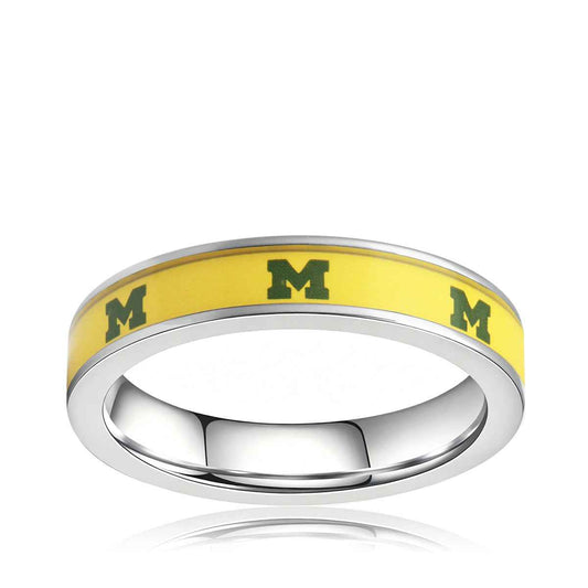 Collegiate Collection 4.5mm University of Michigan Wolverines Ring in Stainless Steel