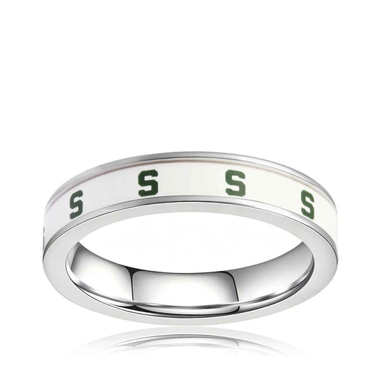 Collegiate Collection 4.5mm Michigan State Spartans Ring in Stainless Steel
