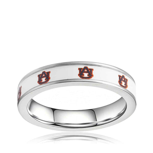 Collegiate Collection 4.5mm Auburn Tigers Ring in Stainless Steel
