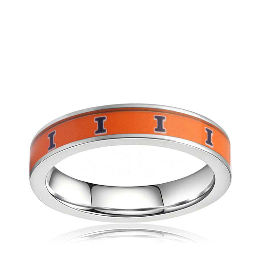 Collegiate Collection 4.5mm Illinois Fighting Illini Ring in Stainless Steel