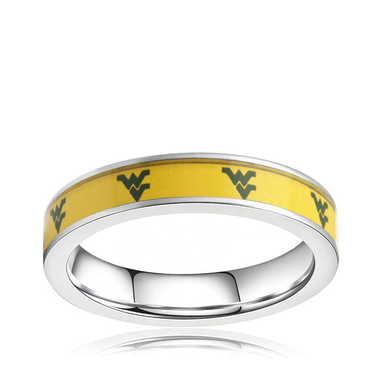 Collegiate Collection 4.5mm West Virginia Mountaineers Ring in Stainless Steel