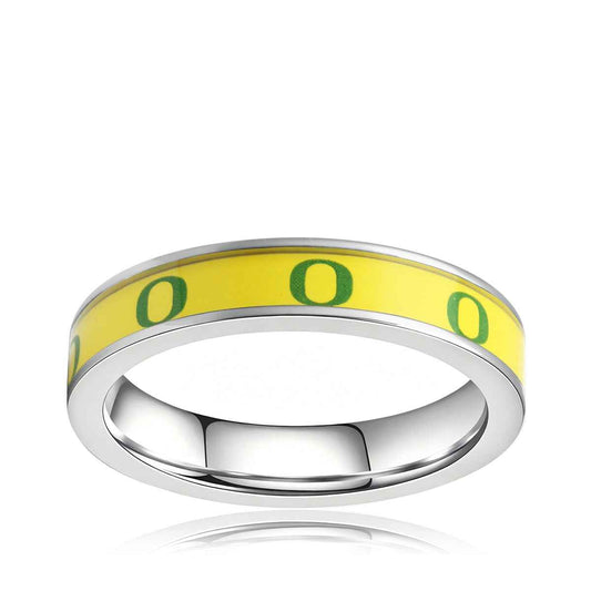Collegiate Collection 4.5mm Oregon Ducks Ring in Stainless Steel