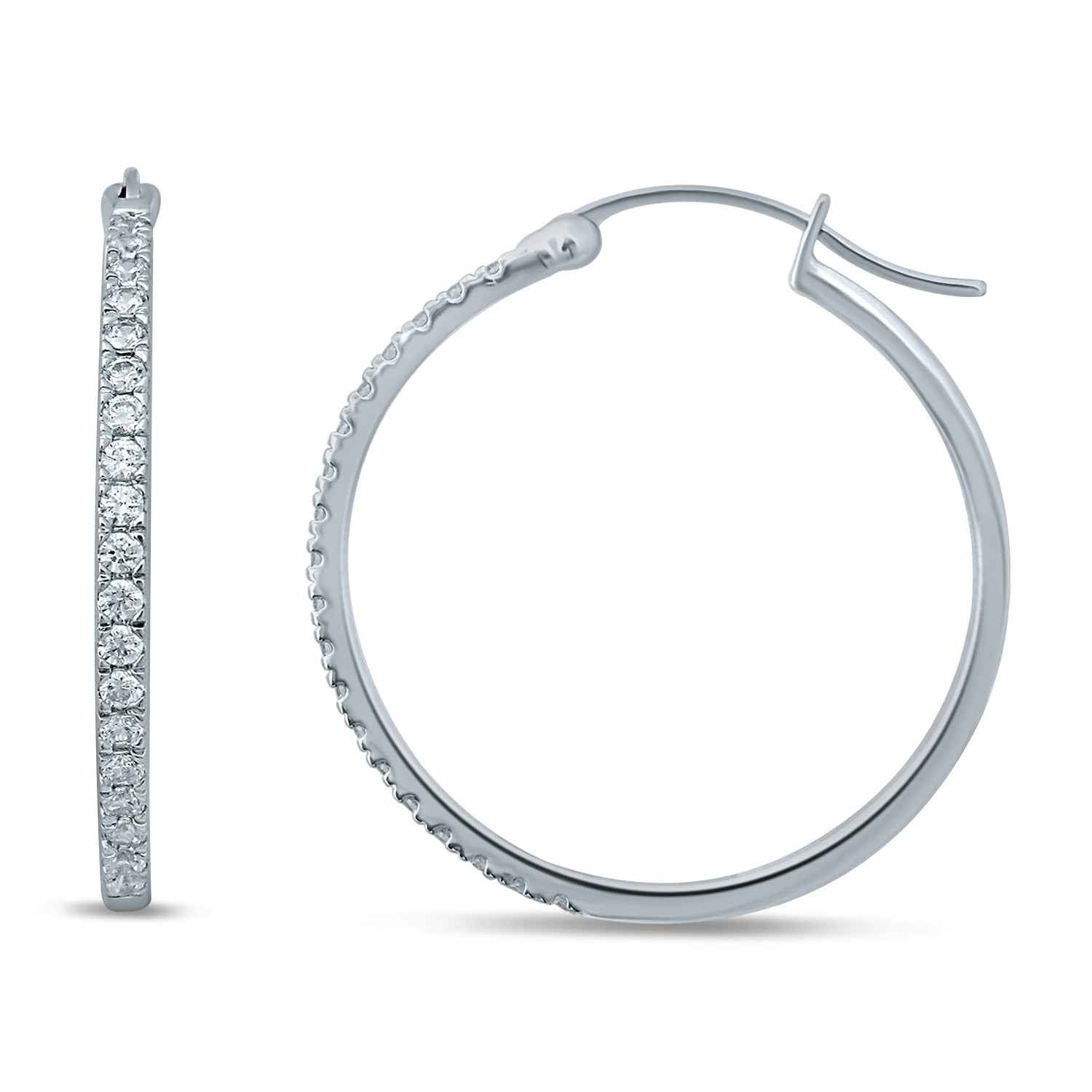 1/2 ct. tw. Diamond Hoop Earrings in 10K White Gold