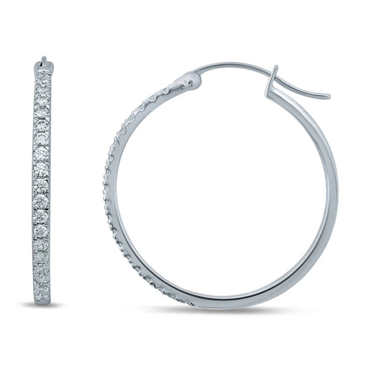1/2 ct. tw. Diamond Hoop Earrings in 10K White Gold