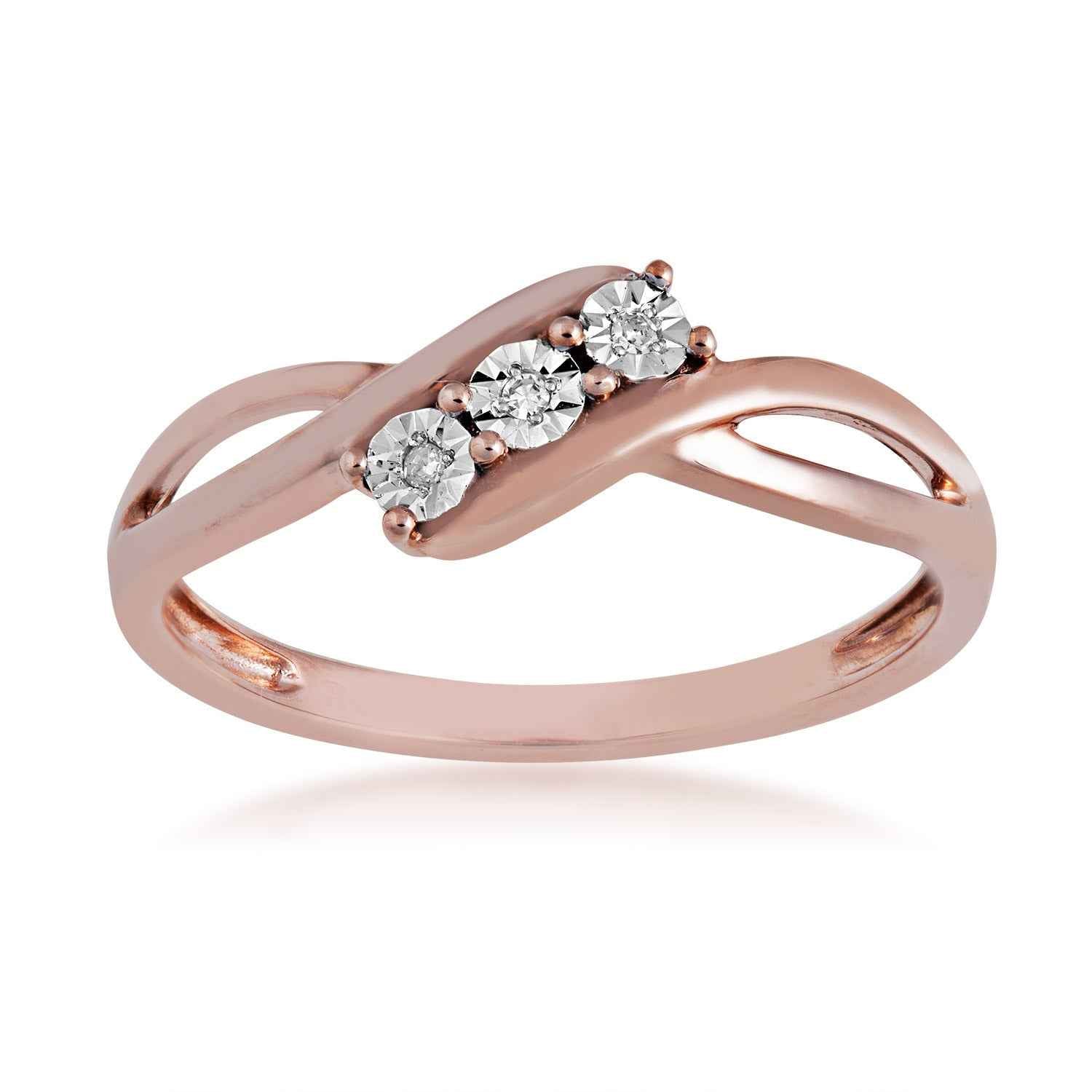 I Promise Diamond Accent 3-Stone Promise Ring with Miracle Plating in 10K Pink Gold