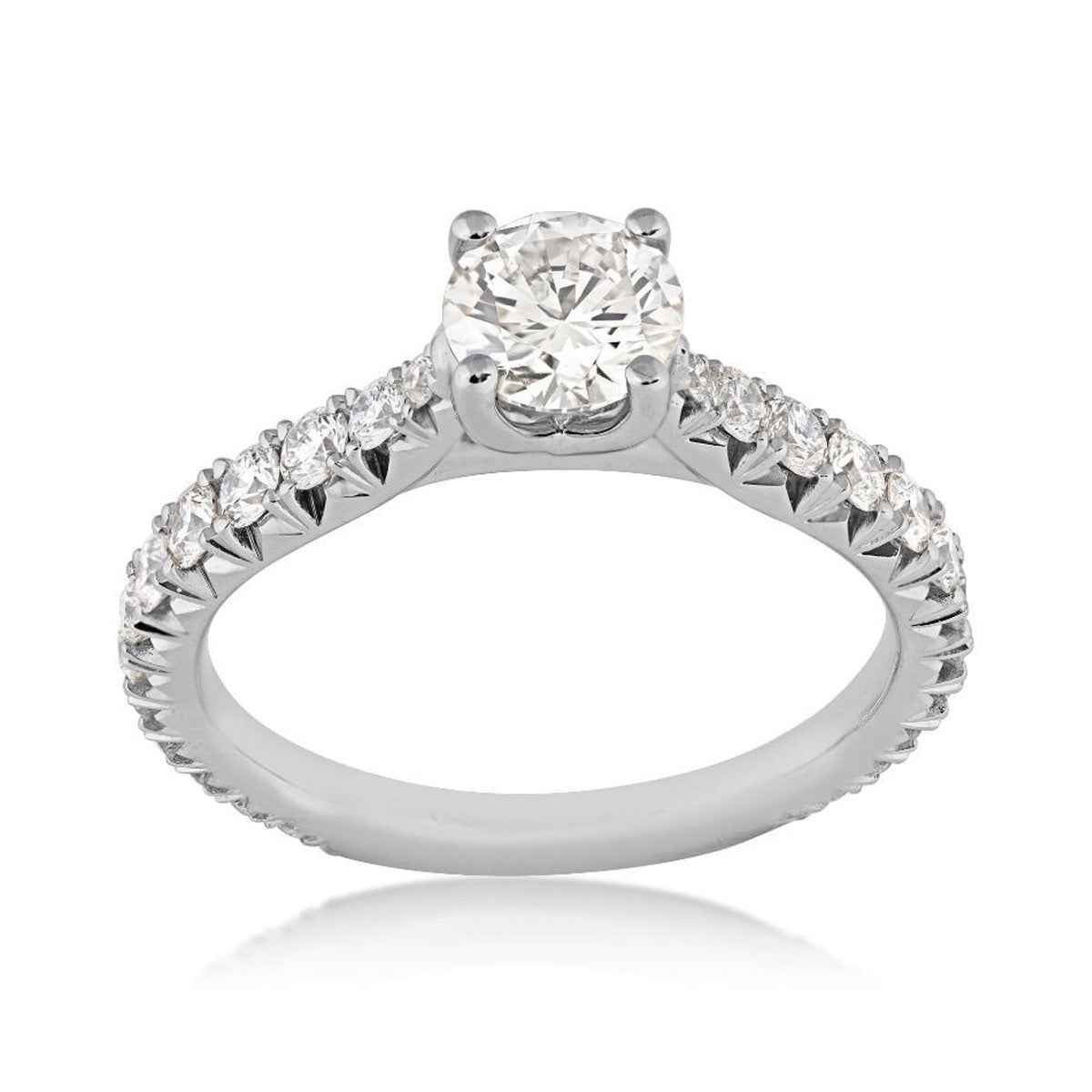 Brilliantly Yours 1-3/8 ct. tw. Round Brilliant Diamond Engagement Ring with Diamond Band in 14K White Gold