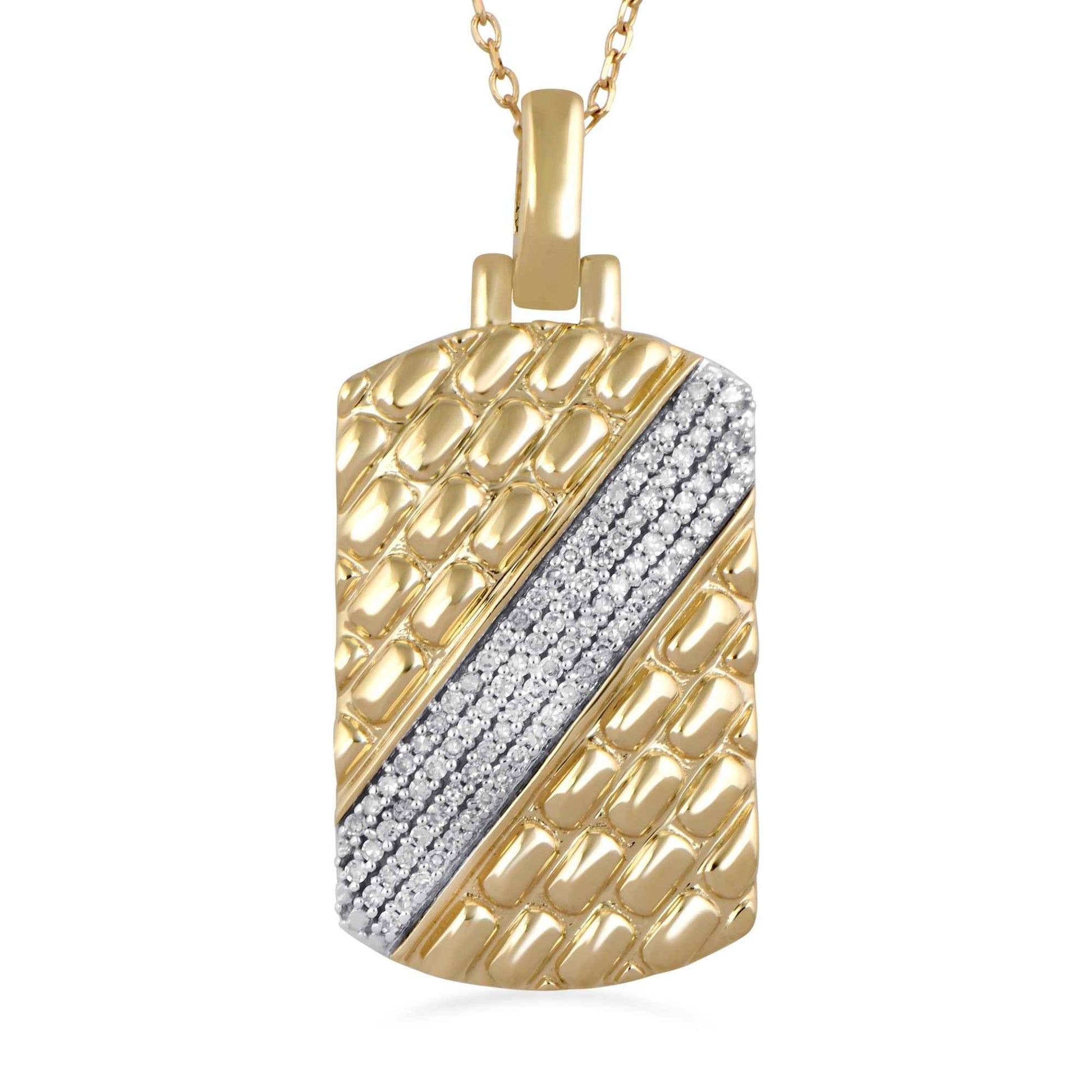 1/5 ct. tw. Men's Diamond Dog Tag Pendant in 10K Yellow Gold