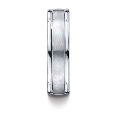 BENCHMARK Mens 6MM Cobalt Chrome Wedding Band with Satin Finish close-up detail