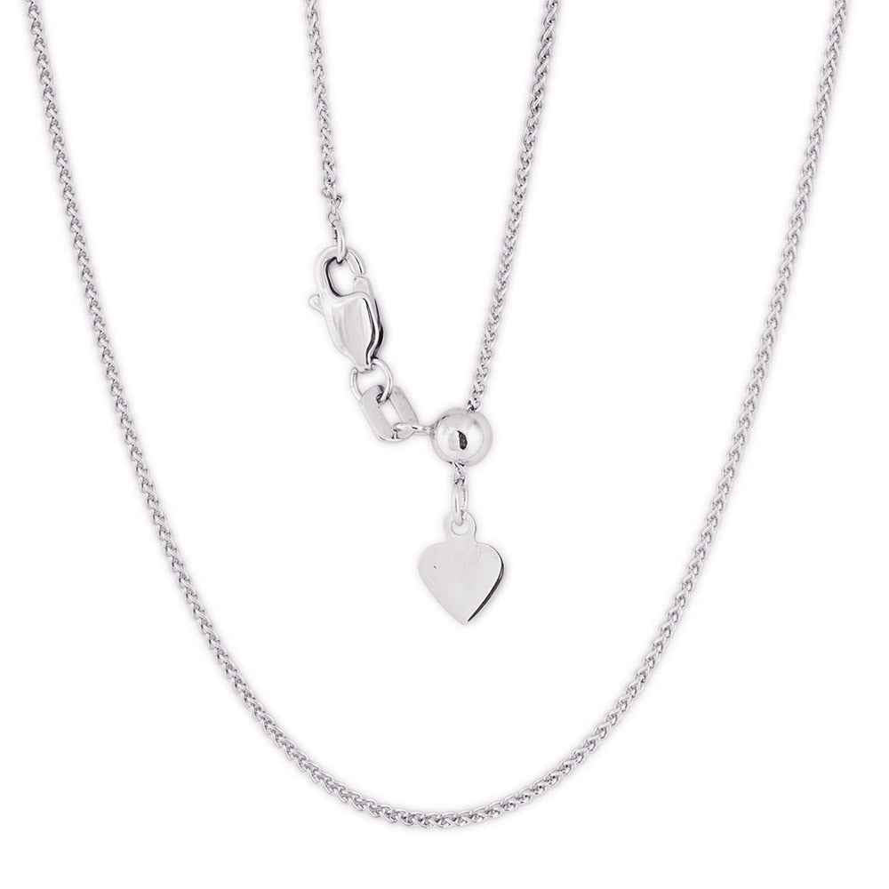 22-inch 10kt White Gold Adjustable Wheat Chain