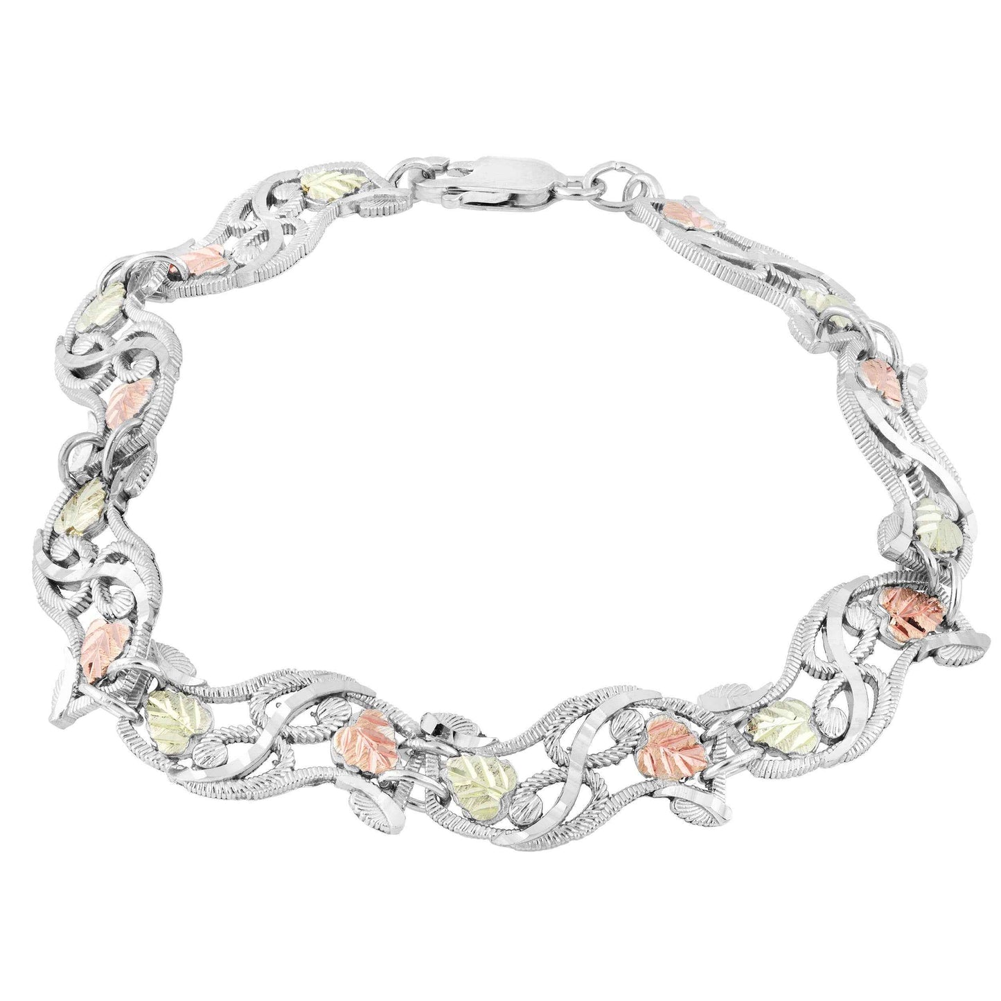 Black Hills Gold 7.25-inch Twisted Link Bracelet in Sterling Silver