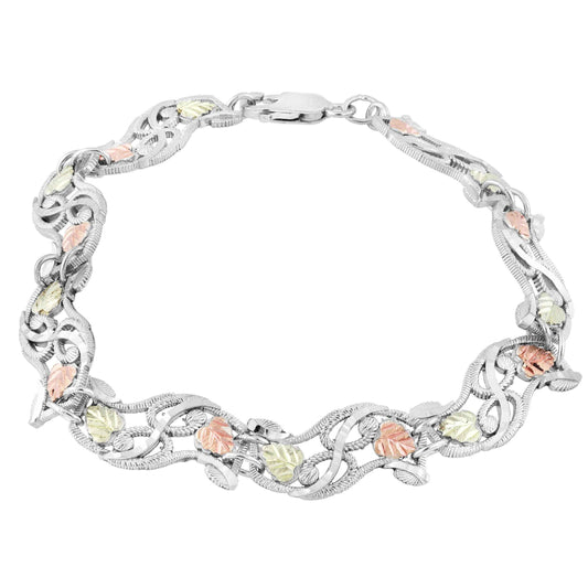 Black Hills Gold 7.25-inch Twisted Link Bracelet in Sterling Silver